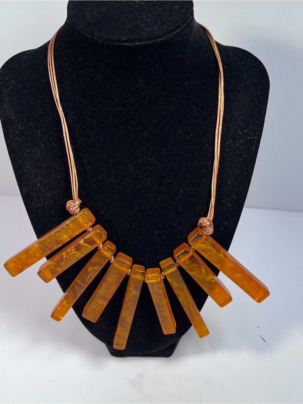 Chico’s Amber Orange Statement Pendant Necklace